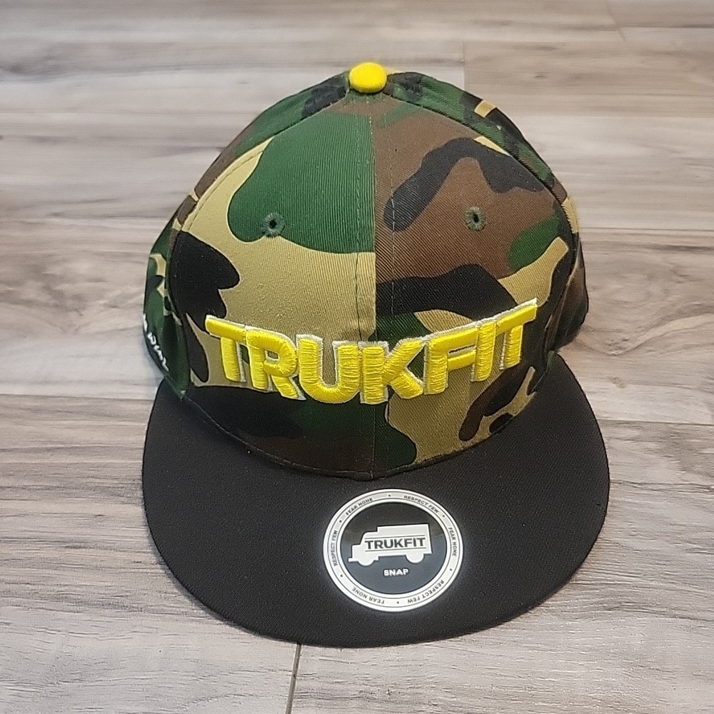 Trukfit Adjustable Snapback Cap Green Brown Beige Camo Mens Hat